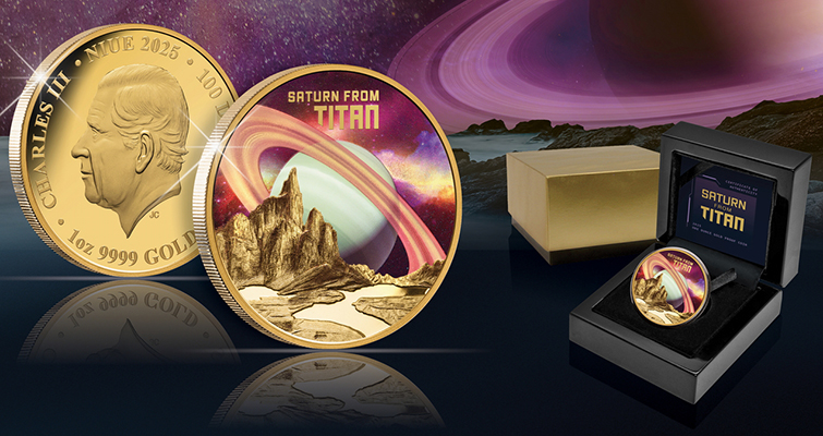 Niue Lança Moeda Saturn from Titan com Design Espacial