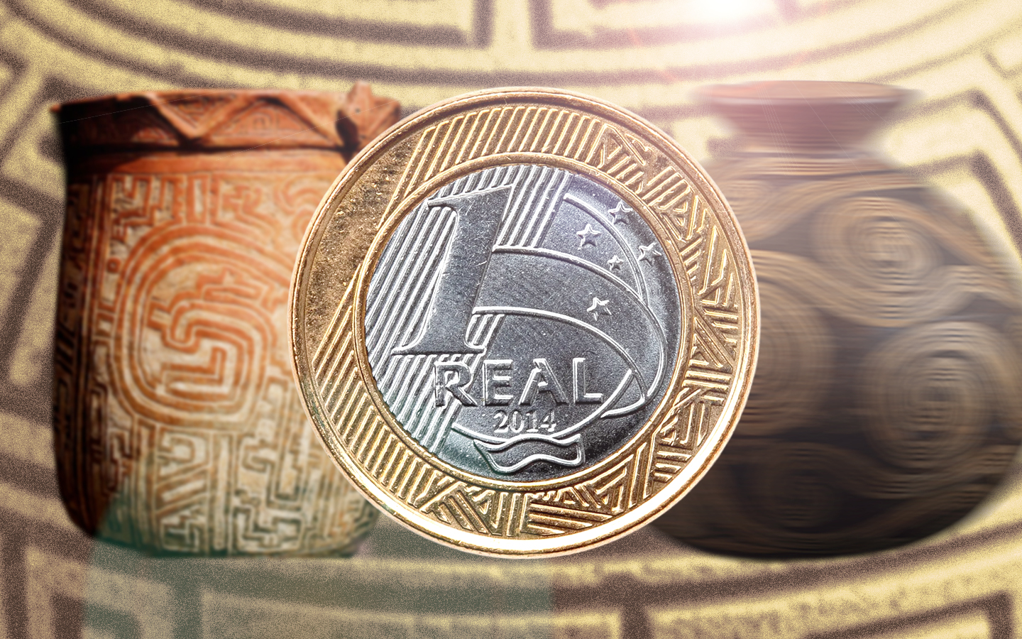 Grafismo marajoara na moeda de R$1: o símbolo indígena que você carrega no bolso