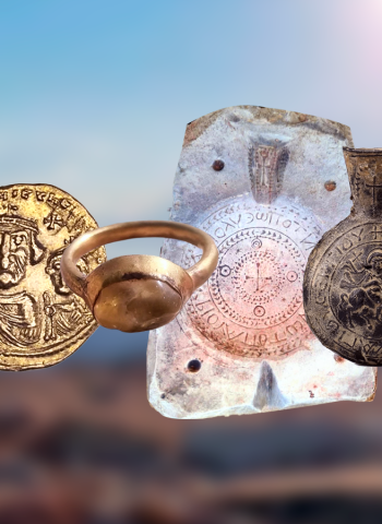 Além das moedas bizantinas de ouro, os arqueólogos também encontraram um molde de pedra usado há cerca de 1.400 anos para fabricar lembranças religiosas levadas por peregrinos cristãos.