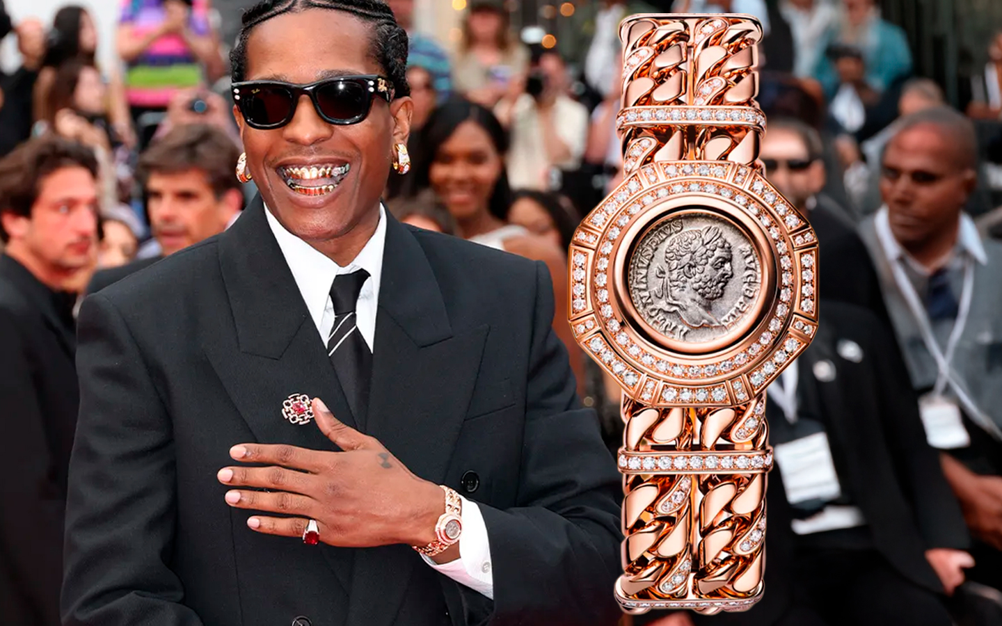 O rapper A$AP Rocky usa relógio raro da Bulgari com moeda de 2 mil anos no mostrador
