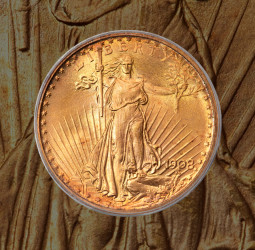 Leilão da Heritage movimenta US$ 8,75 milhões e tem Double Eagle de 1908-S como peça mais valiosa