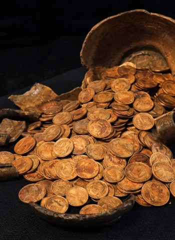 Tesouro de ouro enterrado revela moedas raras e mistério na Rússia